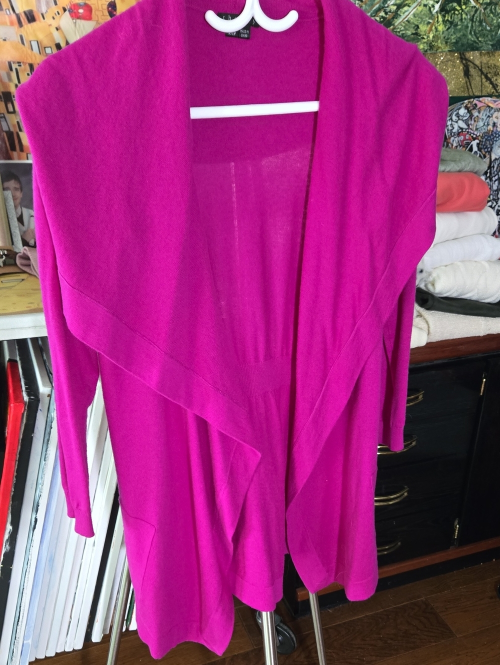 Theory Open-Front Fuchsia Cardigan